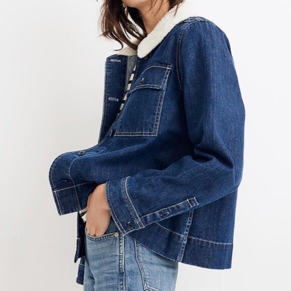 Madewell Denim Northward Cropped Army Jacket XXS - Picture 7 of 8